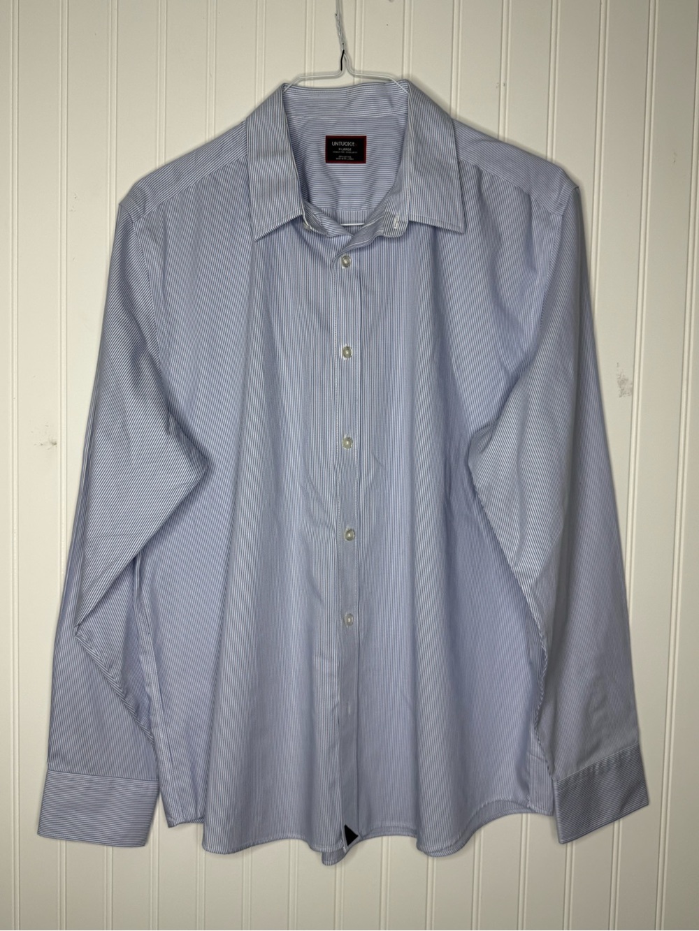 Untuckit Wrinkle Free Stripped Cotton Regular Fit Long Sleeve Button Down Shirt